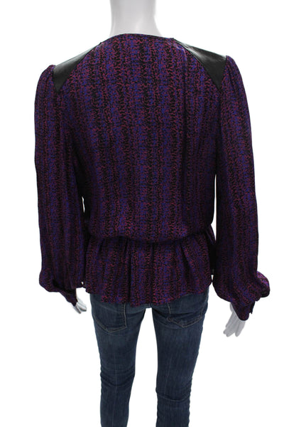 Parker Womens Basic Silk V-Neck Long Sleeve Animal Print Blouse Size XS