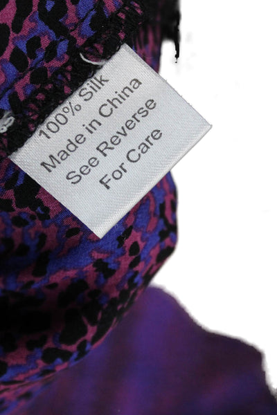 Parker Womens Basic Silk V-Neck Long Sleeve Animal Print Blouse Size XS