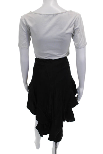 Zara Woman Womens Flare Midi Skirt Black Viscose Zip Size XS
