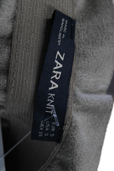Zara Knit Women Mini Skirt Gray Polyester Pull On Size S