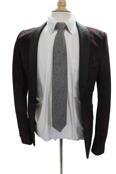Paisley & Gray Men Tuxedo Blazer Red Plaid Polyester Size 36