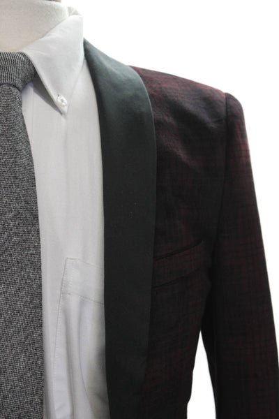 Paisley & Gray Men Tuxedo Blazer Red Plaid Polyester Size 36
