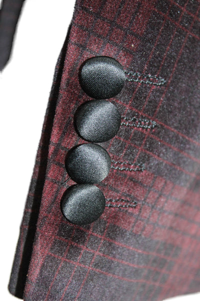 Paisley & Gray Men Tuxedo Blazer Red Plaid Polyester Size 36
