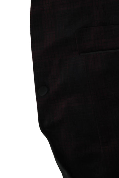 Paisley & Gray Men Tuxedo Blazer Red Plaid Polyester Size 36