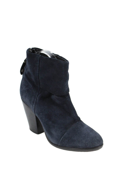 Rag & Bone Womens Suede Block Heels Ankle Boots Shoes Black Size 6