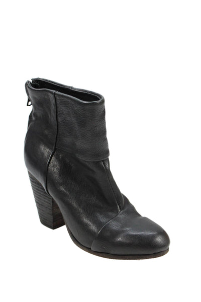 Rag & Bone Womens Leather Block Heels Ankle Boots Shoes Black Size 6