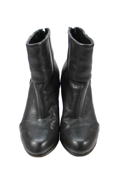 Rag & Bone Womens Leather Block Heels Ankle Boots Shoes Black Size 6
