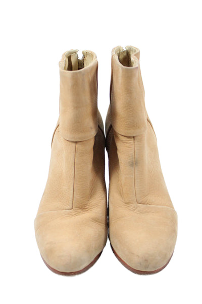 Rag & Bone Womens Leather Block Heels Ankle Boots Shoes Light Brown Size 10