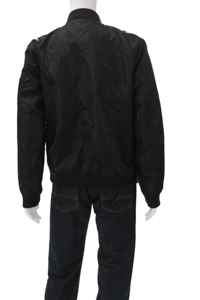 Levi Strauss & Co Mens Black Nylon Bomber Jacket Zip Closure Size L