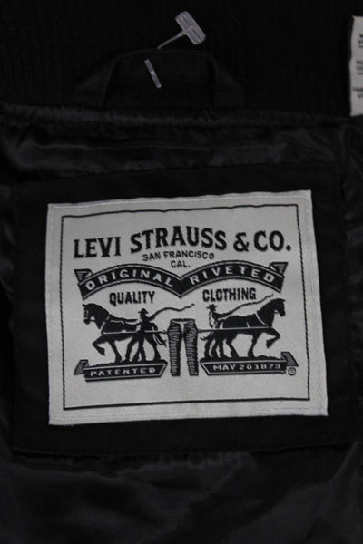 Levi Strauss & Co Mens Black Nylon Bomber Jacket Zip Closure Size L