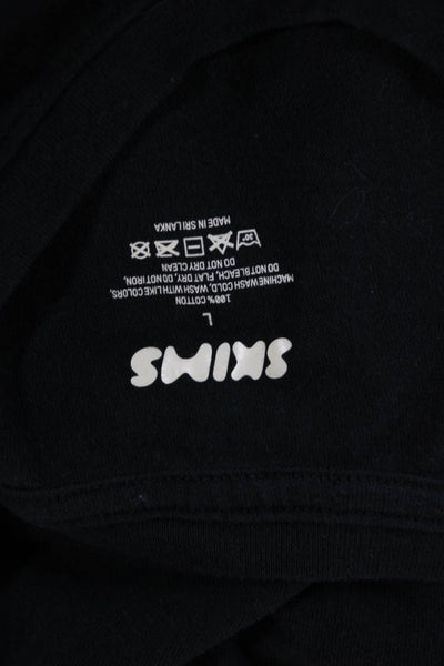 Skims Unisex Adults Black Basic Crew Neck Cotton T-Shirt Short Sleeve Size L