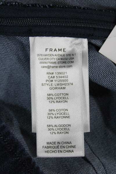 Frame Womens Square Neck Short Sleeve Blue Blouse Size L