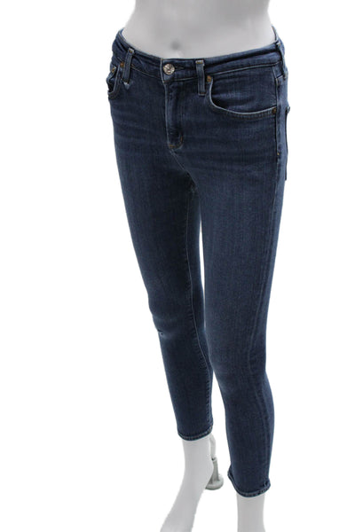 Agolde Women Skinny Mid Rise Blue Cotton Blend Jeans Size 26