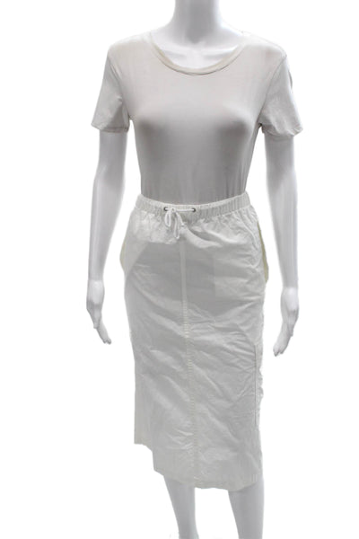 TNA Womens White Cotton Blend Cargo Midi Skirt Drawstring Size M