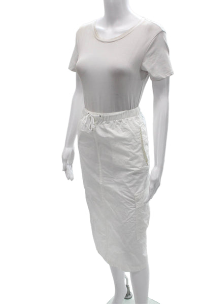 TNA Womens White Cotton Blend Cargo Midi Skirt Drawstring Size M