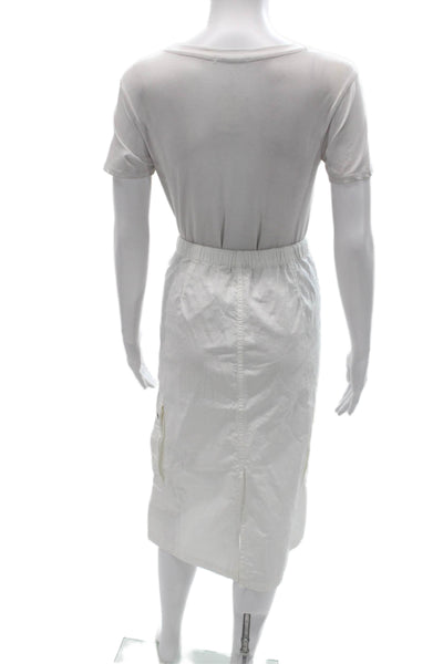 TNA Womens White Cotton Blend Cargo Midi Skirt Drawstring Size M