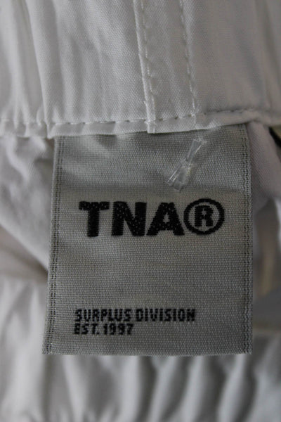 TNA Womens White Cotton Blend Cargo Midi Skirt Drawstring Size M