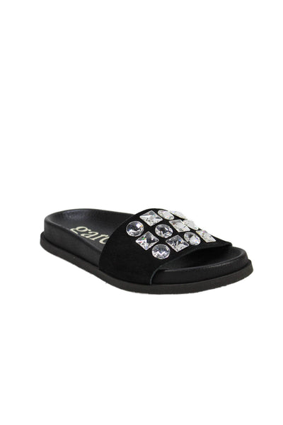 Pedro Garcia Womens Suede Jeweled Dolomita Sandals Black Size 36 6