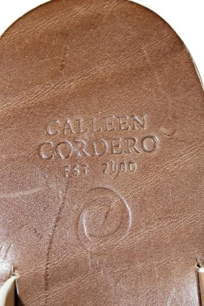 Calleen Cordero Womens Leather Studded Kenji S Platform Sandals Silver Size 9