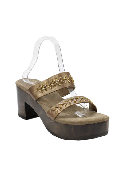 Calleen Cordero Womens Leather Kiva 200 Platform Sandal Heels Brown Size 10