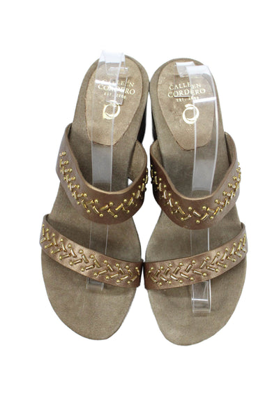 Calleen Cordero Womens Leather Kiva 200 Platform Sandal Heels Brown Size 10