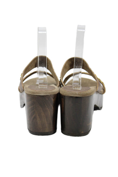 Calleen Cordero Womens Leather Kiva 200 Platform Sandal Heels Brown Size 10