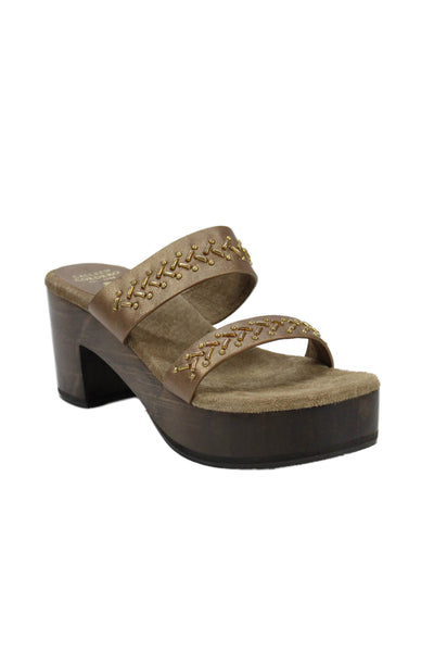 Calleen Cordero Womens Leather Kiva 200 Platform Sandal Heels Brown Size 9.5