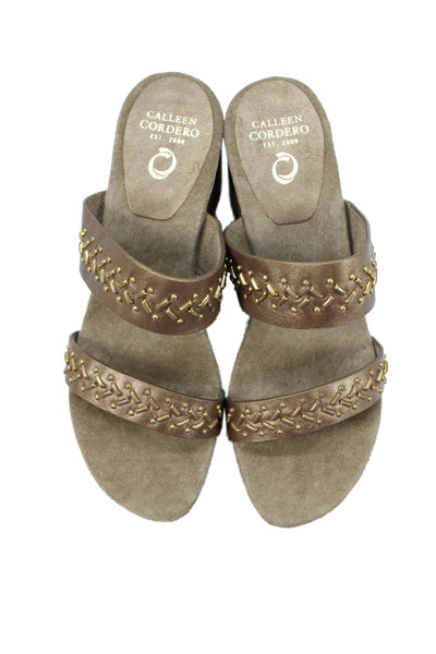 Calleen Cordero Womens Leather Kiva 200 Platform Sandal Heels Brown Size 9.5