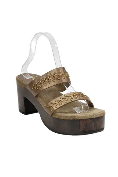 Calleen Cordero Womens Leather Kiva 200 Platform Sandal Heels Brown Size 9