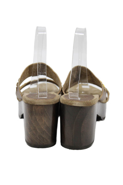 Calleen Cordero Womens Leather Kiva 200 Platform Sandal Heels Brown Size 9