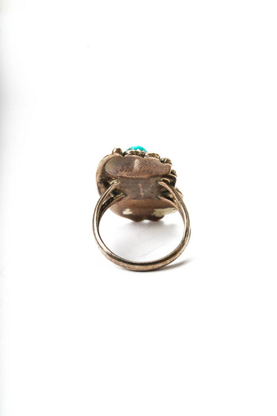 Designer Womens 925 Silver Turquoise w Matrix Ring Sz 5 6.5g