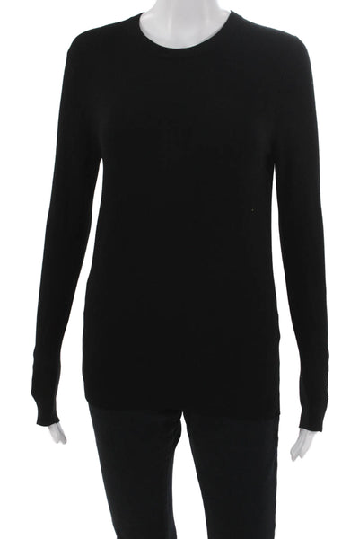 Zara Womens Basic Viscose Black Long Sleeve Round Neck T-Shirt Size M