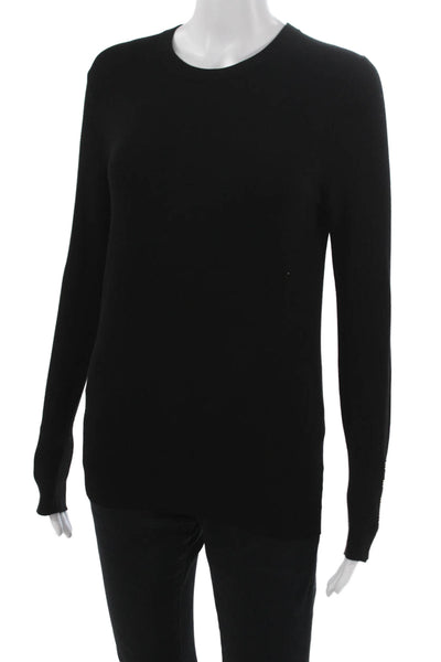 Zara Womens Basic Viscose Black Long Sleeve Round Neck T-Shirt Size M