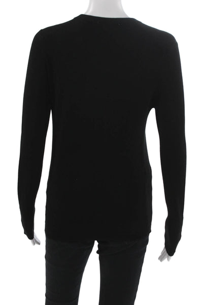Zara Womens Basic Viscose Black Long Sleeve Round Neck T-Shirt Size M