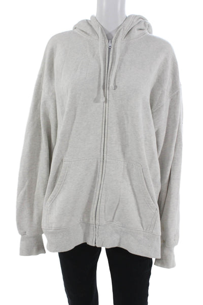 TNA Womens Full Zip Hoodie Gray Cotton Size L