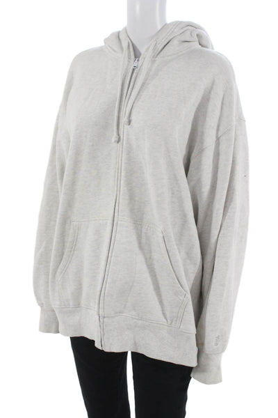 TNA Womens Full Zip Hoodie Gray Cotton Size L