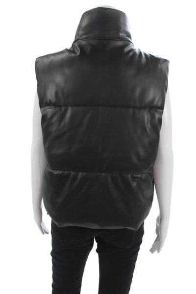 Zara Womens Puffer Jacket Black Button Polyester Sleeveless Size L