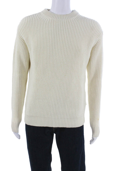 Bellerose Mens Pullover Sweater Ivory Crew Neck 95% Cotton Size S