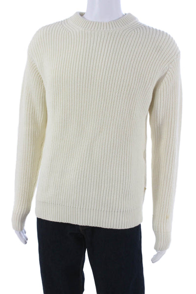 Bellerose Mens Pullover Sweater Ivory Crew Neck 95% Cotton Size S