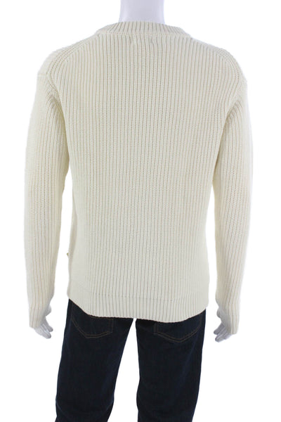 Bellerose Mens Pullover Sweater Ivory Crew Neck 95% Cotton Size S