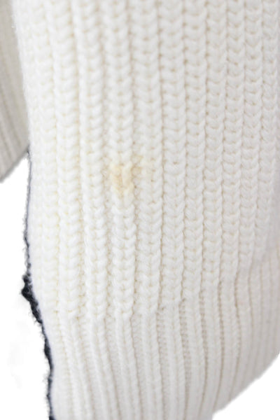 Bellerose Mens Pullover Sweater Ivory Crew Neck 95% Cotton Size S