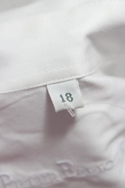 Peter Elliot Mens White Cotton Collared Long Sleeve Button-Up Shirt Size M