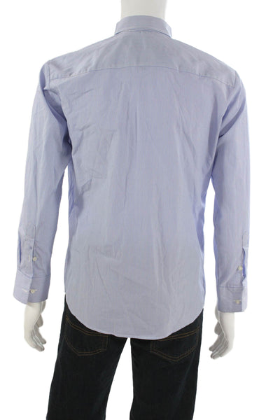 Peter Elliot Mens Blue Striped Cotton Collared Dress Shirt Size 19.5