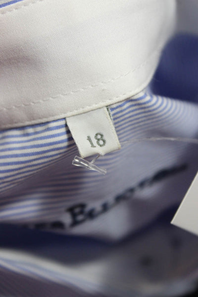 Peter Elliot Mens Blue Striped Cotton Collared Dress Shirt Size 19.5