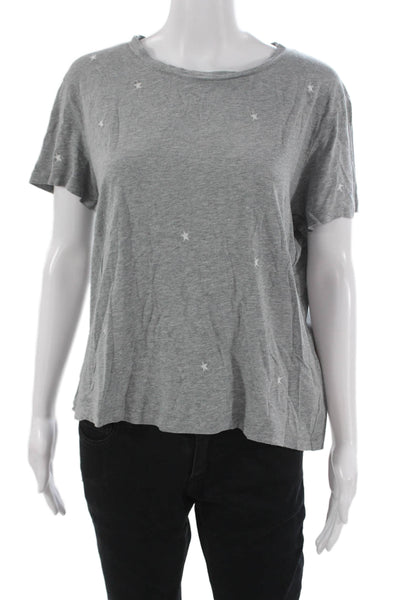 Rails Womens Basic Star Gray Round Neck Short Sleeve T-Shirt Cotton Size L