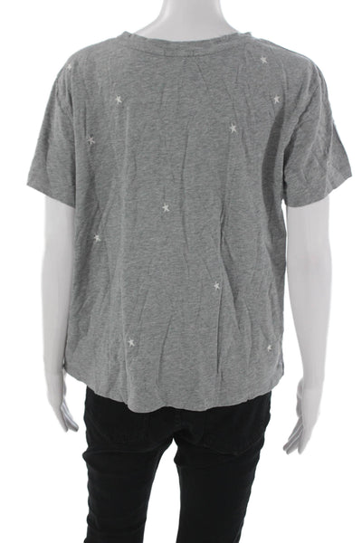 Rails Womens Basic Star Gray Round Neck Short Sleeve T-Shirt Cotton Size L