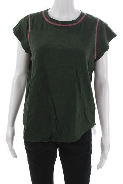 Zadig & Voltaire Women Basic Green Cotton Crew Neck Short Sleeve T-Shirt Size M