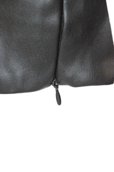 Zara Women Cropped Tank Black Square Neck PU Zip Sleeveless Size M