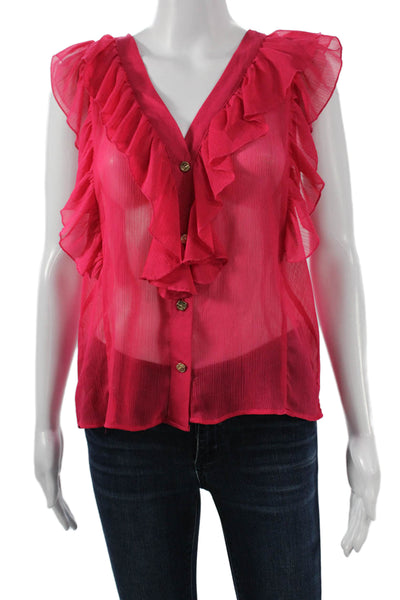 Zara Womens Basic Pink Sleeveless V Neck Polyester Blouse Size S