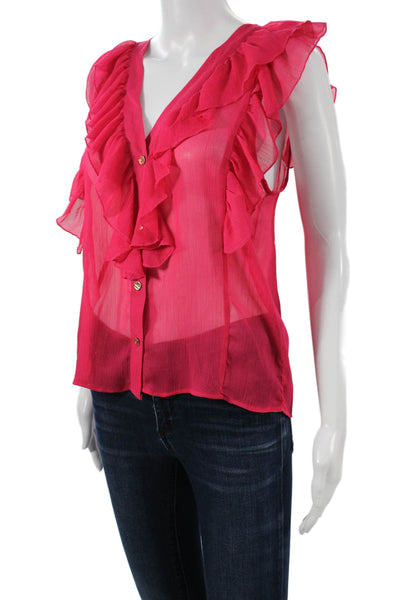 Zara Womens Basic Pink Sleeveless V Neck Polyester Blouse Size S
